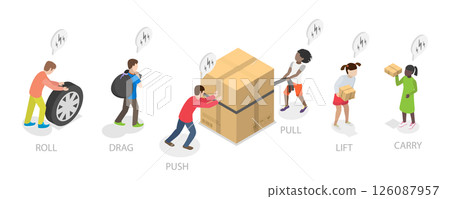 3D Isometric Flat  Set of Different Physical Action , Educational Scenes 126087957