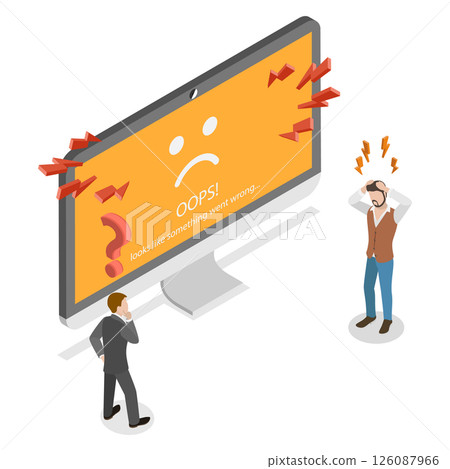 3D Isometric Flat  Illustration of Page Not Found, Error 404 126087966