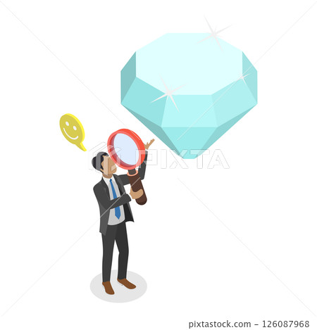 3D Isometric Flat  Illustration of Business Evaluation, In Search Of Precious Gems And Valuable Investments 126087968