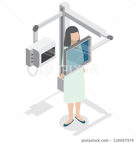 3D Isometric Flat  Illustration of Mammogram, X-Ray Exam 126087974