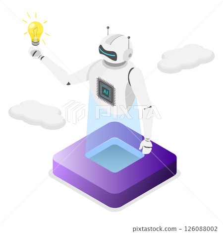 3D Isometric Flat Illustration of New Idea From AI, Chatbot Support, Smart Robots, And New Ideas In Automation 3D Isometric Flat Illustration of New Idea From AI, Chatbot Support, Smart Robots, And New Ideas In Automation 126088002