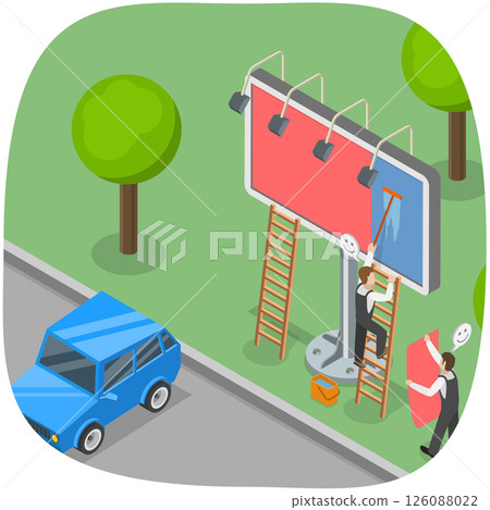 3D Isometric Flat  Illustration of Commercial Advertising, Outdoor City Banner 3D Isometric Flat  Illustration of Commercial Advertising, Outdoor City Banner 126088022