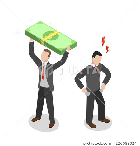 3D Isometric Flat  Illustration of Class Inequality, Income Disparity Between Employees 126088024