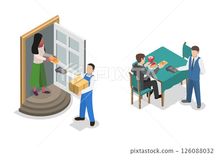 3D Isometric Flat  Illustration of QR Code For Payment, Electronic Scan, Digital Technology 126088032