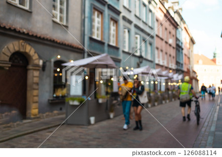 Outdoor cafes in Old Town street, Warsaw Poland 126088114