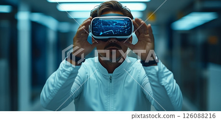 a young professional using a touchscreen interface to organize a digital project timeline 126088216