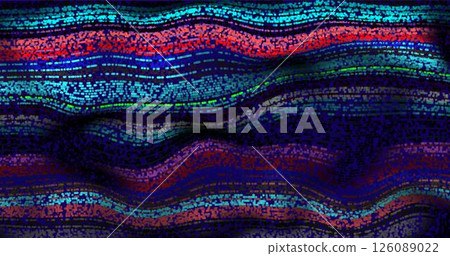 Vector wave multicolored pattern. 3D glowing abstract digital particles background. Technology concept. Abstract background. Future vector illustration. Vector wave multicolored pattern. 3D glowing abstract digital particles background. Technology concept. Abstract background. Future vector illustration. 126089022