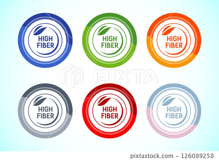 High fiber food icon design illustration. High fiber badge label 6 color button design set 126089258