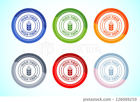 High fiber food icon design illustration. High fiber badge label 6 color button design set 126089259