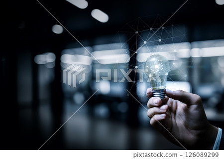 Light bulb in hand symbolizes ideas 126089299