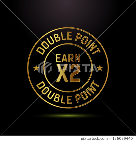 Earn x2 double point icon design illustration. Earn x2 sign symbol in gold color style Earn x2 double point icon design illustration. Earn x2 sign symbol in gold color style 126089440