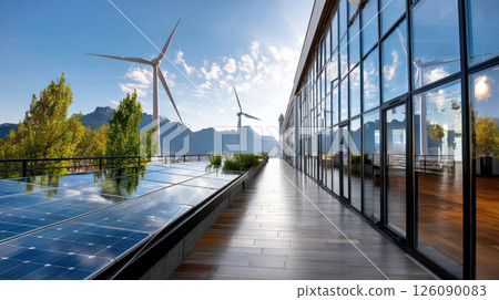 Solar panels on a modern rooftop city skyline. alternative energy source, energy saving, careful attitude to our planet Earth. Ecological energy renewable solar panel plant urban modern building Solar panels on a modern rooftop city skyline. alternative energy source, energy saving, careful attitude to our planet Earth. Ecological energy renewable solar panel plant urban modern building 126090083