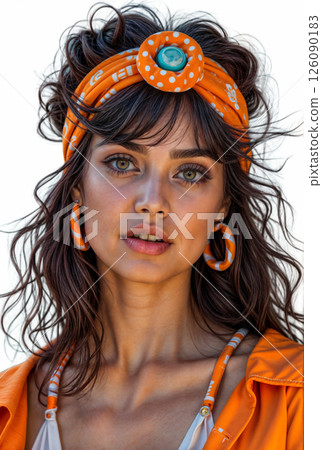 Portrait of a girl in a women's headband Portrait of a girl in a women's headband 126090183