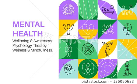 Mental Health Geometrical Line Banner 126090688