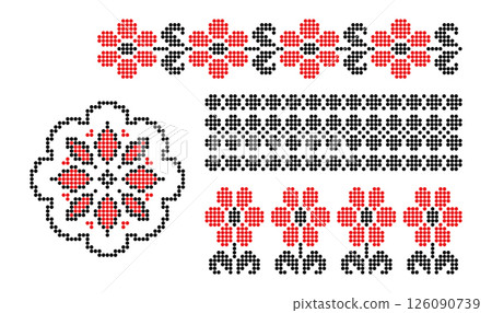 Traditional Floral Ukrainian Embroidery Patterns Set 126090739