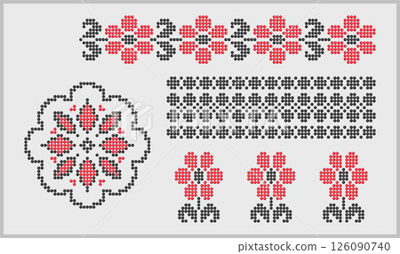 Traditional Floral Ukrainian Embroidery Patterns Set 126090740