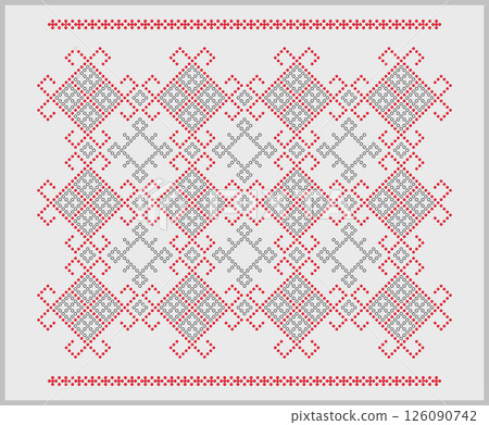Beaded Ukrainian red black traditional patterns Beaded Ukrainian red black traditional patterns 126090742
