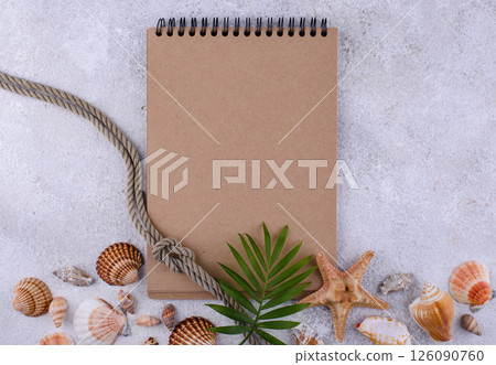 Summer nautical marine background with shell 126090760