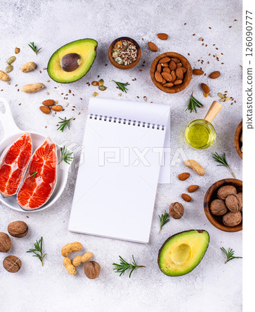 Healthy fat concept. Product with omega 3. 126090777