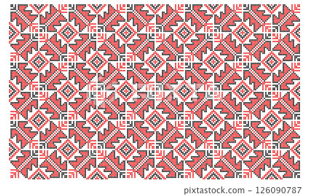 Red and black traditional pattern from Ukraine 126090787