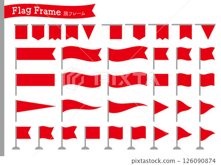 Set of various red flag frame illustrations Set of various red flag frame illustrations 126090874