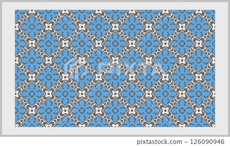 Ukrainian motif seamless floral pattern in blue Ukrainian motif seamless floral pattern in blue 126090946