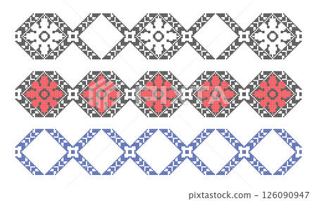 Pixel Art of Southern Ukraine Folk Ornament Design Pixel Art of Southern Ukraine Folk Ornament Design 126090947