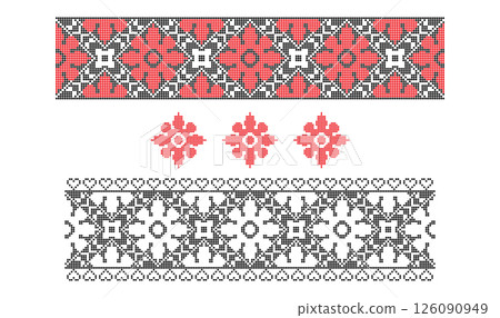 Traditional Floral Ukrainian Embroidery Pattern Traditional Floral Ukrainian Embroidery Pattern 126090949