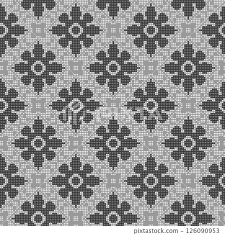 Black flowers seamless pattern, Ukrainian motif Black flowers seamless pattern, Ukrainian motif 126090953