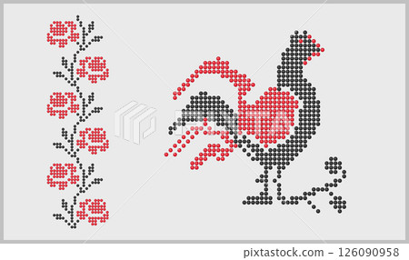 Bird and flowers beads ornament decor from Ukraine Bird and flowers beads ornament decor from Ukraine 126090958