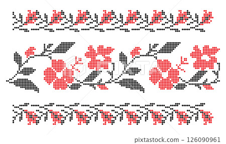Traditional Floral Ukrainian Embroidery Pattern Traditional Floral Ukrainian Embroidery Pattern 126090961