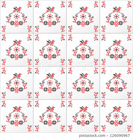 Traditional Ukrainian art on seamless tile pattern Traditional Ukrainian art on seamless tile pattern 126090967