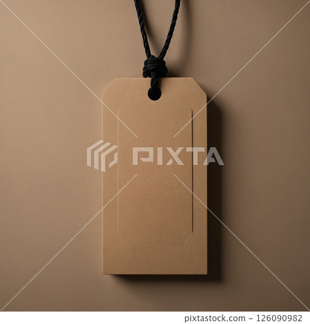 Blank empty mockup of tag label. craft paper tag label or sticker 126090982