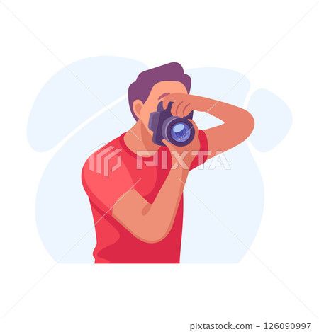 A Person Taking a Photo with a Camera in a Unique and Creative Style and Approach 126090997