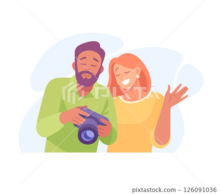 Cheerful and creative individuals joyfully capturing special memories together as friends Cheerful and creative individuals joyfully capturing special memories together as friends 126091036