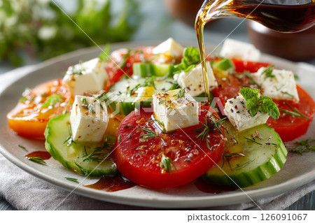 Colorful salad with feta and vegetables Colorful salad with feta and vegetables 126091067