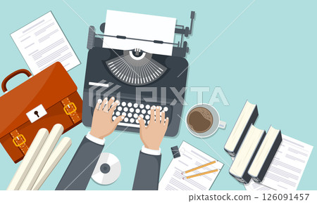 Blogging and journalism concept. Write you story. Flat vector design	 126091457