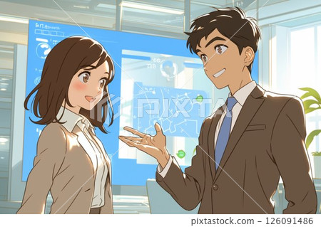 穿著西裝的商人站著開會_插圖 2 126091486