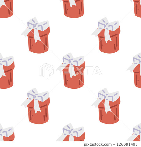 Seamless Red Gift Box Pattern 126091493