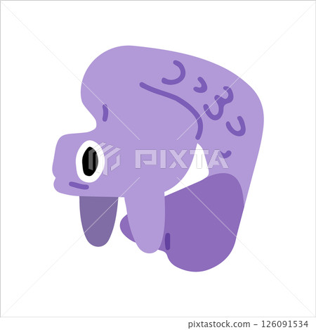 Purple Cartoon Tropical Fish Illustration 126091534