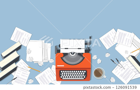 Blogging and journalism concept. Write you story. Flat vector design Blogging and journalism concept. Write you story. Flat vector design 126091539