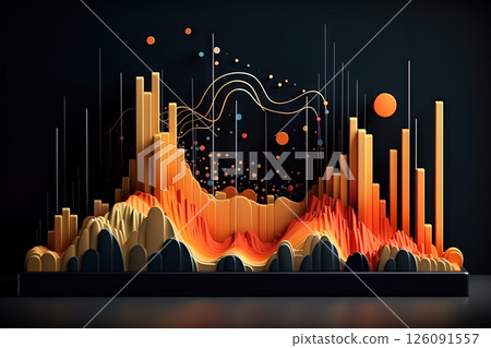 Abstract business graph in mountain style. Data bars concept element for business. Generated AI. 126091557