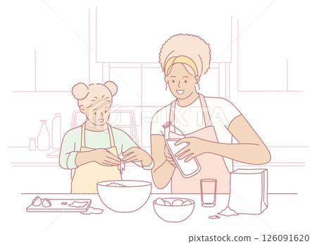Joyful Cooking Together A Mother and Her Child Enjoying Fun Moments While Baking 126091620