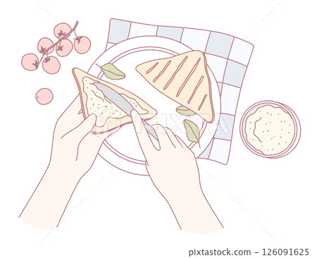 An enjoyable preparation of a delicious snack using fresh ingredients for a great taste experience 126091625