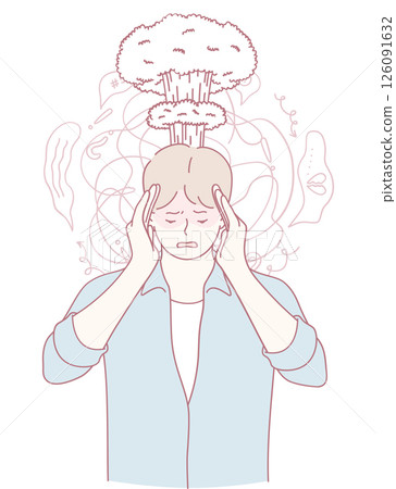 An illustration of stress and mental overload, emphasizing balance and mindfulness 126091632