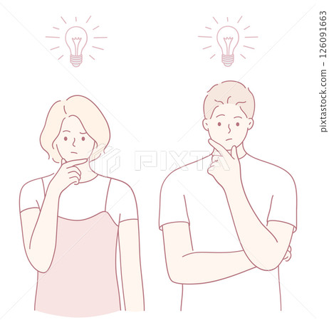 The Thinking Man and Woman, inspired by ideas, share insights and brainstorm together 126091663