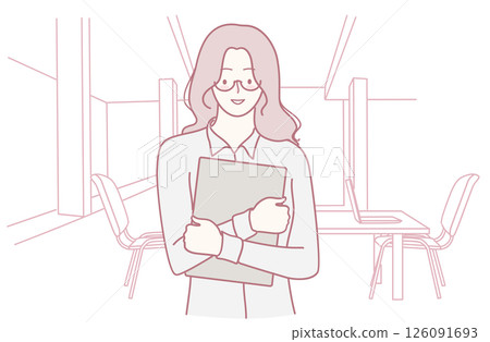 A Professional Woman in an Office Environment Holding Important Documents and Papers 126091693