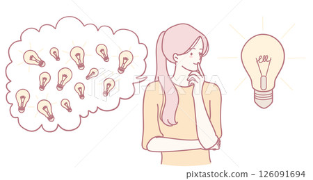 A concept emphasizing creative idea generation, symbolized by an inspiration lightbulb A concept emphasizing creative idea generation, symbolized by an inspiration lightbulb 126091694