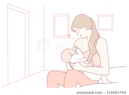 Tender Moment A Cherished Mother Breastfeeding Her Baby in a Calm and Serene Setting 126091744
