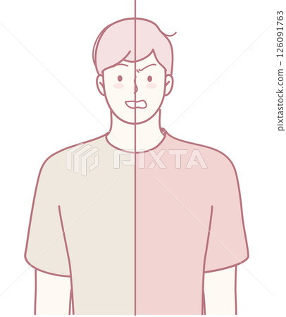 Emotional Expression An Artistic Illustration of Happy and Angry Duality in Faces Emotional Expression An Artistic Illustration of Happy and Angry Duality in Faces 126091763